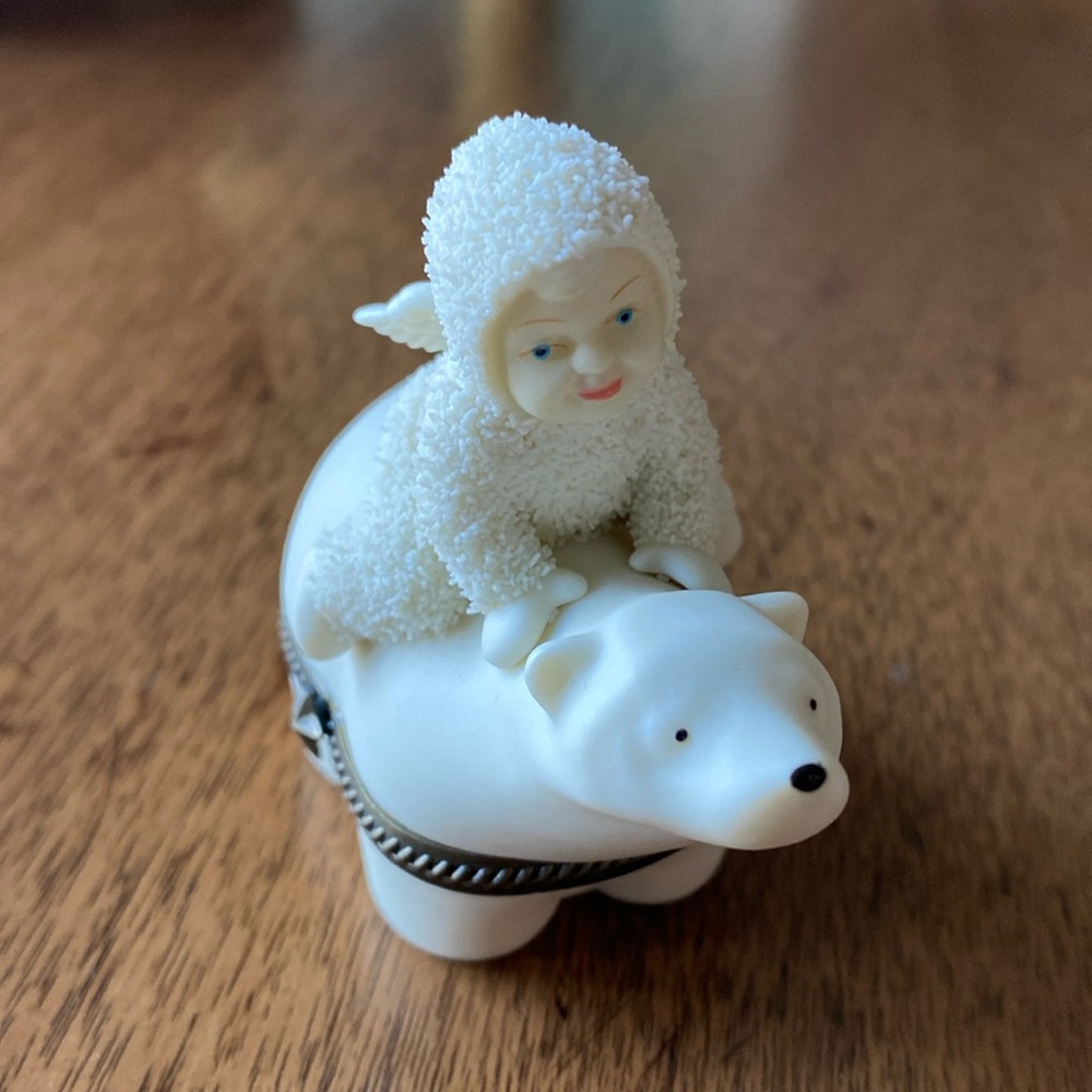 NEW IN BOX SNOWBABIES POLAR EXPRESS BISQUE PORCELAIN HINGED BOX
